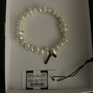 Lele Sadoughi jellybean ivory pearl stretch bracelet